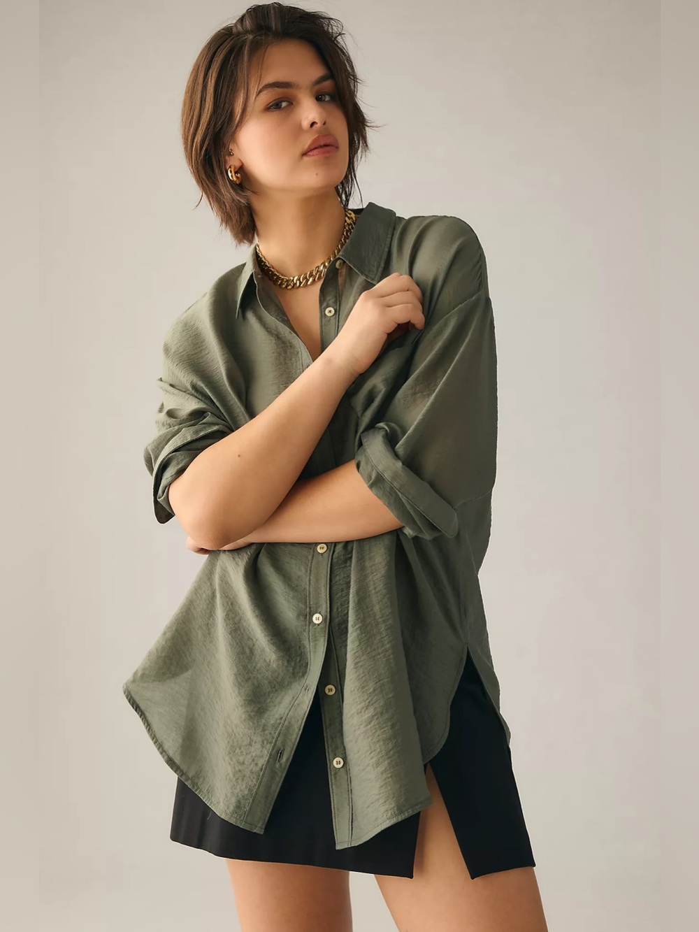 The Bennett Button Down Shirt by MAEVE Anthropologie: Sheer Edition - Picture 3 of 16